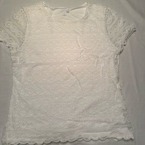 Charter Club. White lace top with liner under lace. Jersey stretch. Small pic